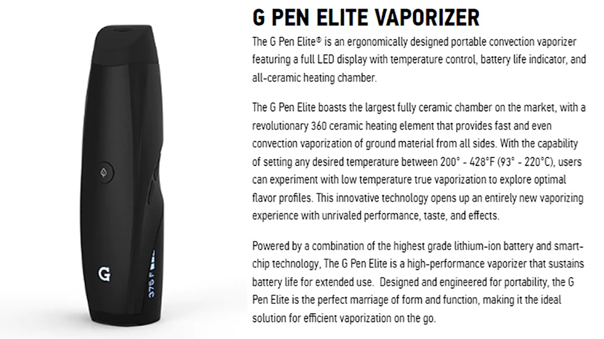 G Pen Vaporizer for Dry Herb, Wax - Dash, Elite, Roam, Hyer